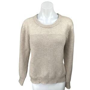 Modern Citizen Beige Ribbed Knit Long Sleeve Crewneck Pullover Sweater Top Sz XL
